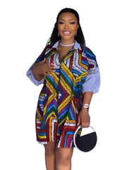 Zip-Up Ankara Shirt Dress – 003 - Multicoloured